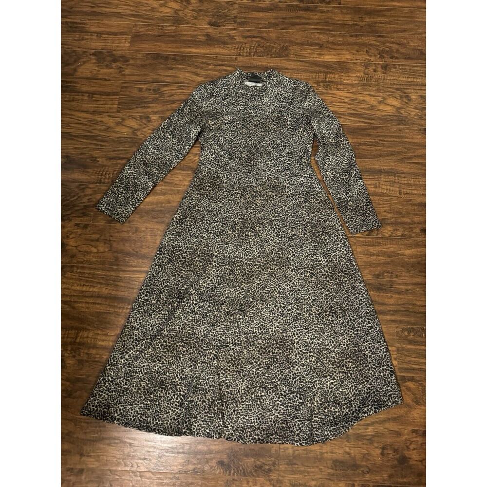 MAISON TARA Mock Neck Leopard Sweater Dress Sz:10